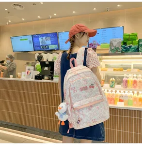 Leuke roze en witte studenten rugzak grote capaciteit casual schooltas voor tieners meisjes