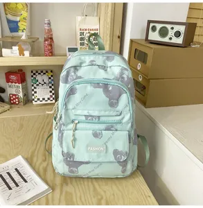 Canvas Schulrucksack fuer Maedchen, grosse Kapazitaet, laessiger Tagesrucksack mit Print.