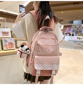 Mochila escolar rosa bonita para estudiantes, mochila informal de gran capacidad para chicas jóvenes.
