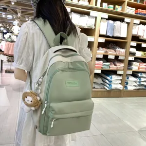 Zaino colorblock casual per donna, borsa scolastica di grande capienza per ragazze e studenti