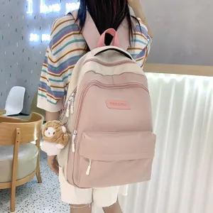 Zaino donna elegante tasca multipla rosa borsa da scuola grande capacita zainetto casual