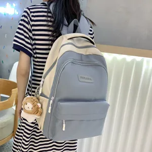 Zaino per studenti dai colori a contrasto di grande capacità da donna, elegante borsa.