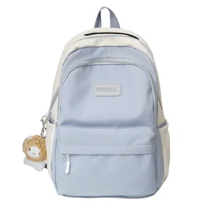 Zaino da donna elegante a blocchi di colore grande capacità borsa scolastica casuale
