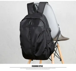 Sac à dos business en tissu oxford pour homme sac d'ordinateur cartable de voyage loisir noir