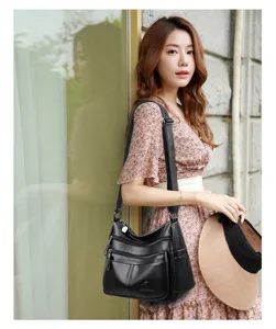 Weiche Leder Umhängetasche für Damen, Mehrfachtaschen Crossbody Bag, Alltag Tasche.