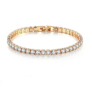 Roségold rundes Tennisarmband glänzende Kristall Zirkon einreihige Schmuck für Damen Alltag.