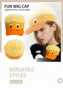 Funny wig baseball cap for adults and kids, novelty cartoon duck hair sun hat for daily wear.