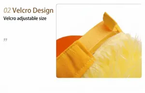 Yellow fuzzy wig baseball cap with adjustable hook and loop strap detail for adults and kids.