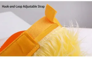 Detail view of the funny yellow wig baseball cap with adjustable velcro strap for adults.