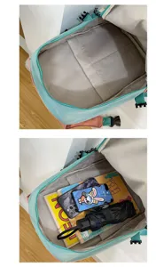 Multifunctional dual-color school backpack interior detail view showing spacious capacity.