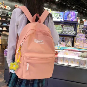 Casual Nylon Backpack Large Capacity School Bag College Style Travel Daypack With Front Pocket For Women And Men