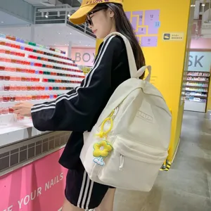 Japanese ins college style canvas backpack for women, large capacity casual daypack.