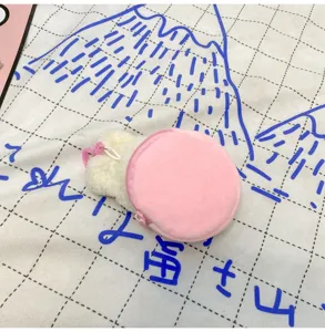 Carino portamonete in peluche con cerniera e portachiavi, soffice mini borsa rosa.