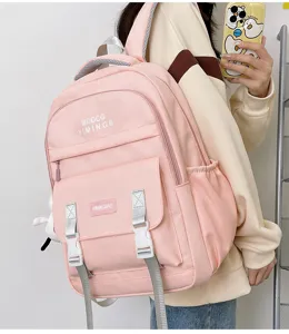 Zaino rosa elegante di grande capacita per studenti tempo libero e uso quotidiano alla moda