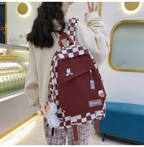 Zaino a scacchi in stile coreano per studenti con grande capacita per l uso scolastico quotidiano.