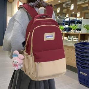 Zaino Casual in Nylon in Stile Coreano per Donna Grande Capacità Viaggio Scuola Borsa Scolastica Chic Tinta Unita Zainetto