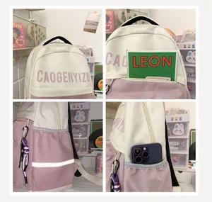 Zaino per studenti casual di grande capacità con tasche multiple e design bicolore per tutti i giorni.