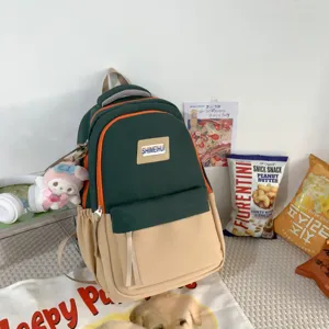 Zaino scolastico casual in tela per studenti grande capacità vintage verde da viaggio
