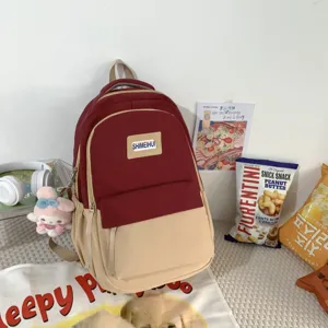 Zaino per studenti bicolore casual, grande borsa scolastica di grande capacità con tasca frontale.