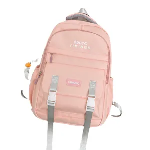 Zaino casual rosa elegante per studenti, grande capacita borsa da scuola quotidiana con tasche.
