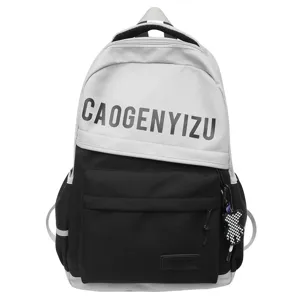 Zaino per studenti di grande capacita minimalista per la scuola, nero e bianco.
