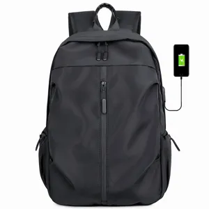 Sac à Dos Décontracté d'Affaires pour Hommes en Nylon Imperméable Voyage École avec Port de Charge USB