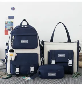 Set sholikis sakoulas tria temaxia mple navy leuko kompsi tsanta gia mathites nea