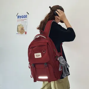 Koreanischer Stil trendiger Rucksack mit grossem Kapazitaet Schulrucksack fuer Studenten rot