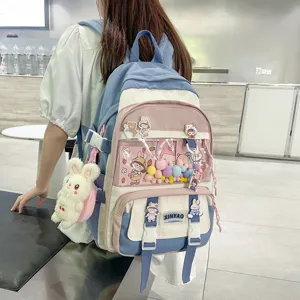 Zaino Scolastico di Grande Capienza Stile Harajuku Giapponese Viaggio Casual Impermeabile in Nylon per Donne Studenti