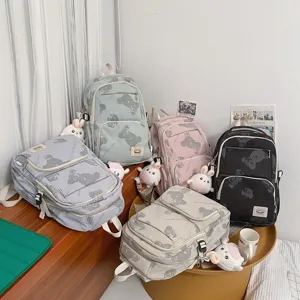 Korean ulzzang style printed backpack casual school bag for women and college students