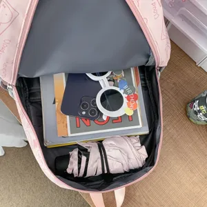 Cute pink student school bag large capacity casual backpack for teen girls daily travel use.