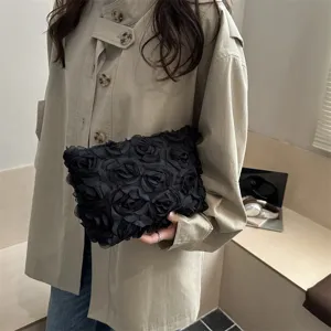 Women evening lace clutch bag sweet floral mesh trendy fashion chic small square bag