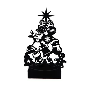Foldable hollow metal Christmas tree candle holder, desktop decorative ornament for party table.