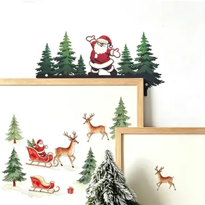 Christmas metal door corner sign holiday decoration Santa Claus silhouette home wall decor