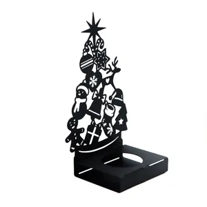 Black metal hollow Christmas tree candle holder and desktop aromatherapy tray decor.