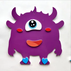 Cartoon purple one-eyed monster EVA foam DIY puzzle sticker early education toy main view