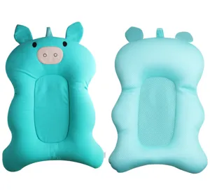 Baby bath mat newborn tub non-slip net breathable cute cartoon design blue infant support pad