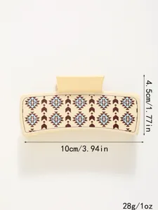 Vintage PU geometric hair claw clip for women, elegant daily hair accessories, 10cm