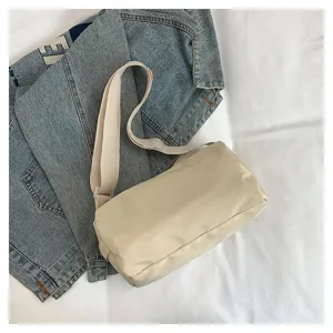 Beige nylon crossbody bag casual pillow shoulder bag for travel commute daily use style