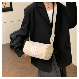 Nylon color-matching cylinder crossbody bag casual large capacity travel shoulder bag