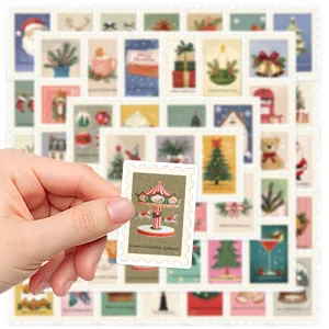 50pcs autocollants de timbres de Noël vintage pour la décoration DIY de journal.