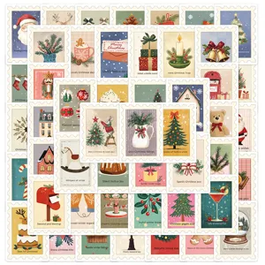 Autocollants Timbre Noël Vintage Tampon de Poste Rétro Scrapbooking Journal DIY Sceau Autocollants Décoratifs Multicolore Décor