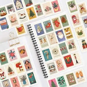Autocollants de timbre-poste vintage de Noël, autocollants décoratifs rétro pour journal DIY.