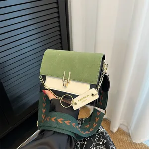 Color-block women shoulder bag retro casual small square crossbody bag autumn new