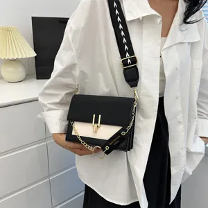Fashion colorblock women shoulder bag autumn retro small square crossbody bag design.