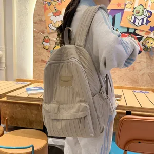 Stylish lightweight solid color pleated backpack for daily travel and school use simple casual bag