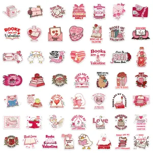 100pcs pink Valentine bookish stickers aesthetic cute motivational decal for phone laptop