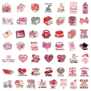 Pink bookish reading stickers set, cute aesthetic decals for laptop, phone case, and journal.