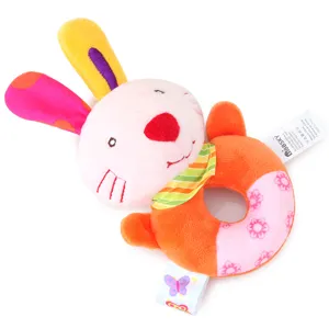 Plush rabbit ring rattle baby toy soft sensory developmental toy infant grasping toy