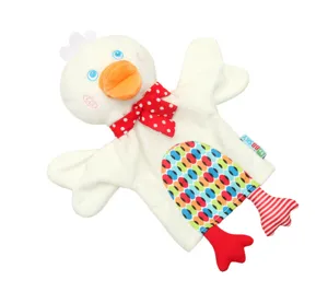 Plush duck hand puppet toy for kids storytelling, soft early education plush doll, white